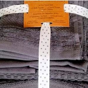 Towels 6 piece set Cotton charcoal color